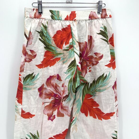 Calypso St. Barth Melindia Crop Pants Linen Floral Size S Resort Boho Comfort - Picture 5 of 11